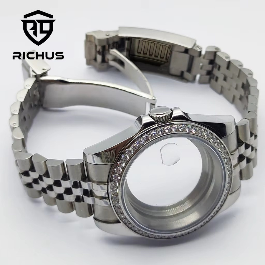 RICHUS Uhrengehäuse Edelstahl, Silber, 36mm 39mm, Uhrenzubehör - Bild 2