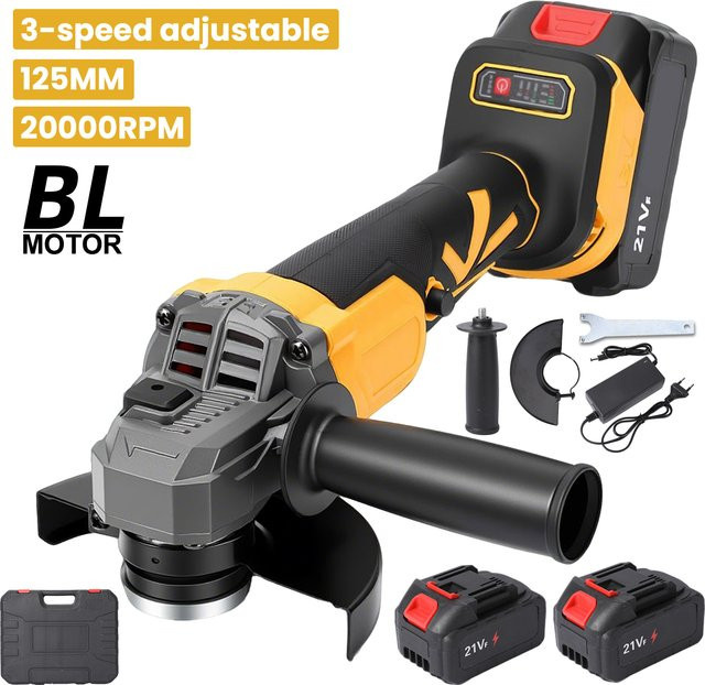 OWJHE Kabelloser bürstenloser Winkelschleifer 1500W mit 3 Gängen und 20000 RPM, Gelb - Bild 1