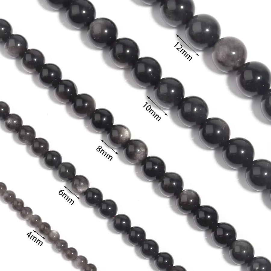 louleur Perlen, Silber-Obsidian, rund - Bild 2