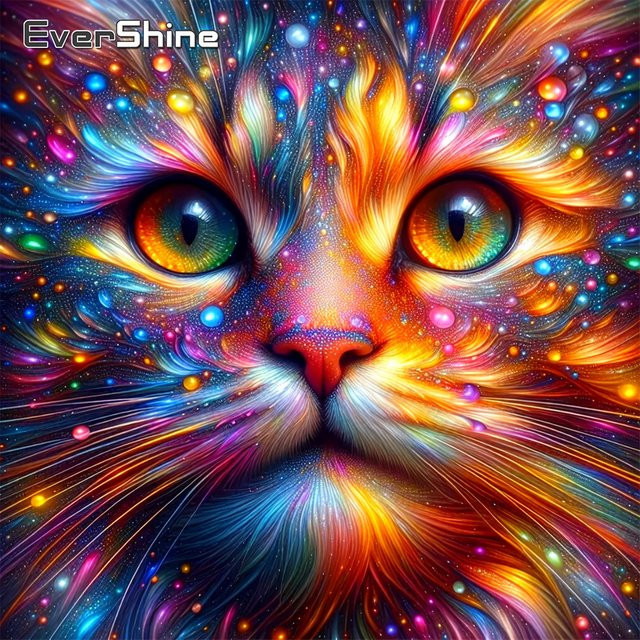 Evershine DIY-Diamant-Mosaik Set Katze in Multicolor, quadratische Kreuzstich-Malerei für Erwachsene - Bild 1