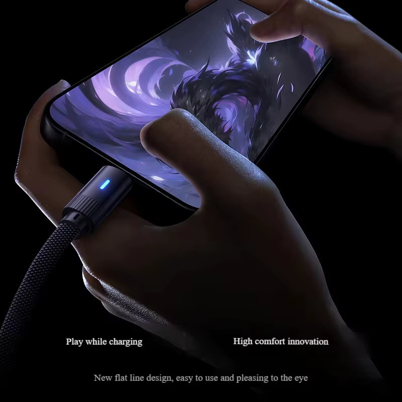 VBNM Dual-Typ-C-Ladekabel in Schwarz mit 90-Grad-Winkel für schnelles Laden und Datenübertragung für iPhone 16, 15 Pro Max, Samsung und Android-Geräte - Bild 3