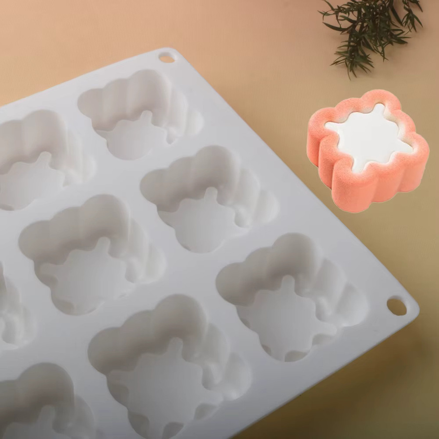 SHENHONG Silikon Backform für Mousse Kuchen und Seife in quadratischer Form mit gewellter Kante - Bild 3