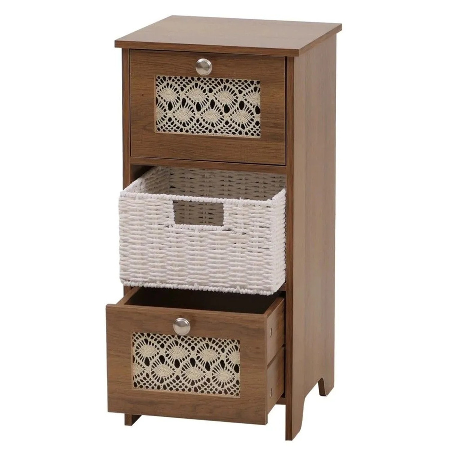 MCW Kommode MCW-O75 mit 3 Korbschubfächern aus Holz und Melamin, Braun, B/T/H: 63 x 30 x 30 cm - Bild 2
