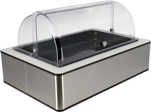 VEGA Buffetvitrine Fundale hoch GN 1/1 aus Melamin in Edelstahl, Weiß, Schwarz und Transparent, B: 42,5 cm, T: 63 cm, H: 33,9 cm - Bild 1