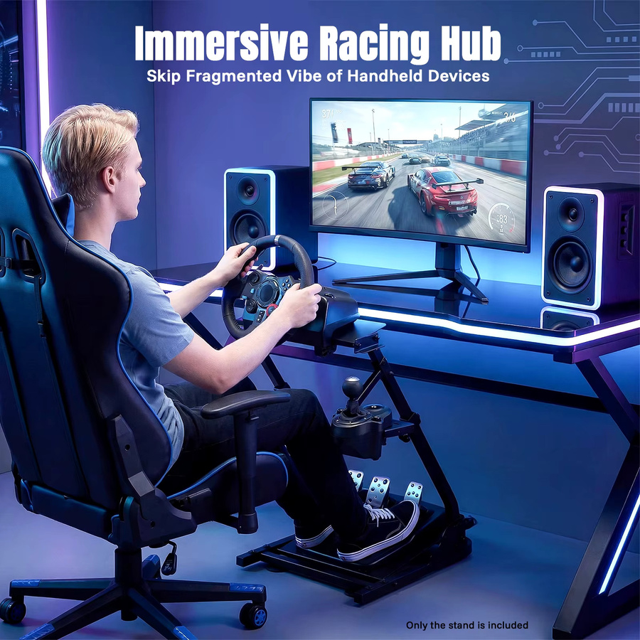 Bymaocar Faltbarer Rennradständer für Sim Racing Pedale in Schwarz oder Blau, kompatibel mit Logitech G25 G27 G29 G920 G923 TX F458 T500RS, Fanatec Clubsport und Simcube - Bild 2