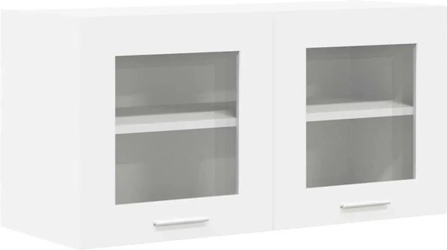 vidaXL Hängeschrank Riga Weiß mit Tür, moderner Küchenschrank aus Holzwerkstoff, B/H/T: 80 x 40 x 31 cm - Bild 1