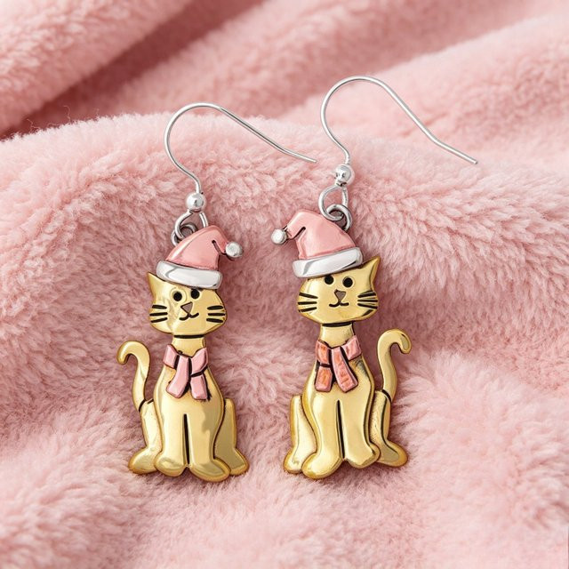 YoYo Katzen-Tropfenohrringe, Gold, Damen - Bild 1
