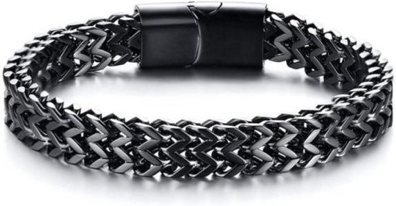 Allbestart Armband Edelstahl, geflochten, Schwarz, Herren, 19cm - Bild 1