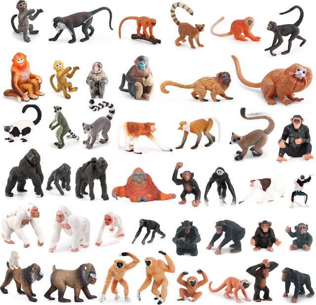 Realistische Dschungel Primattiere Schimpanse Mandrill Gibbons Indri Lemur Golden Monkey, Actionfigur, Lernspielzeug - Bild 1