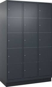 C+P Schließfachschrank Classic PLUS mit Sockel und 3 Abteilen, Farbe Anthrazitgrau und Schwarz, B/T/H: 120 x 50 x 195 cm - Bild 1