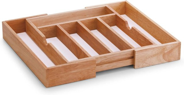 Zeller Besteckkasten aus Gummibaum und Melamin in Natur/Braun, B/T/H: 60 x 37,5 x 32 cm - Bild 1