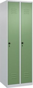 C+P Spind Classic PLUS Garderobenschrank mit 2 Abteilen, Farbe: Lichtgrau/Resedagrün, H x B x T: 185 x 60 x 50 cm - Bild 1
