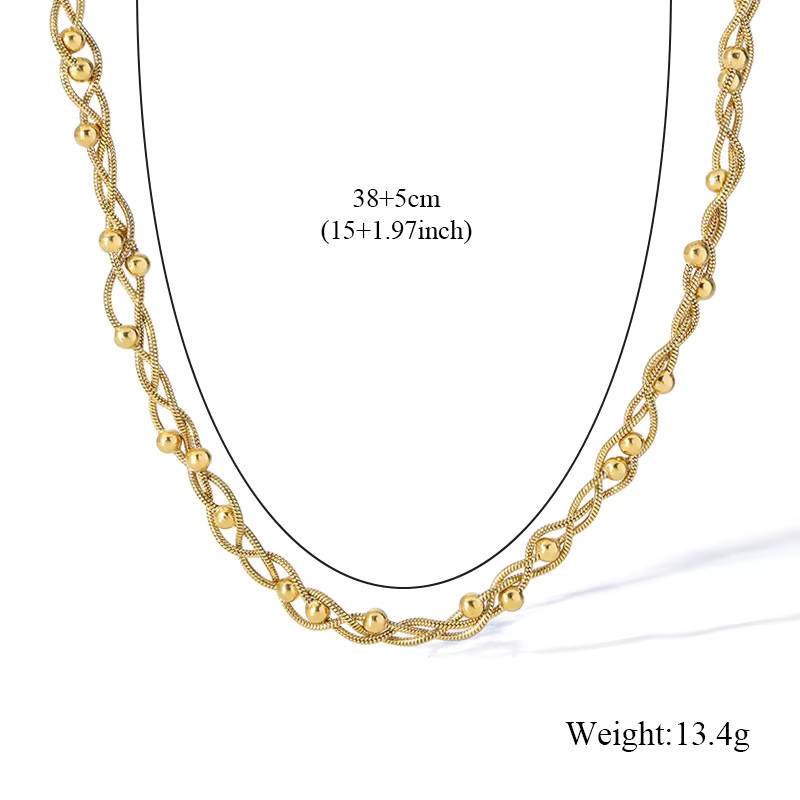 GANEMLY Schmuck-Set Edelstahl, Perle, Gold, Unisex - Bild 2