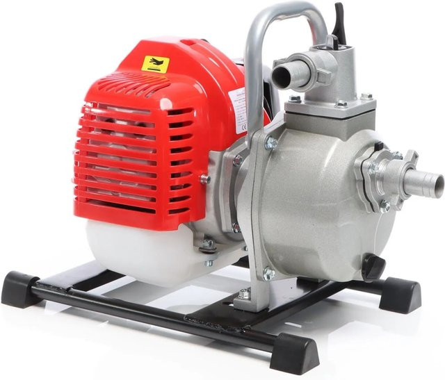 Xpotool Benzin-Wasserpumpe mit 2-Takt-Motor, Gartenpumpe in Silber-Rot, Fördermenge 15000 L/H, 38 mm Anschluss, 35 m Förderhöhe - Bild 1