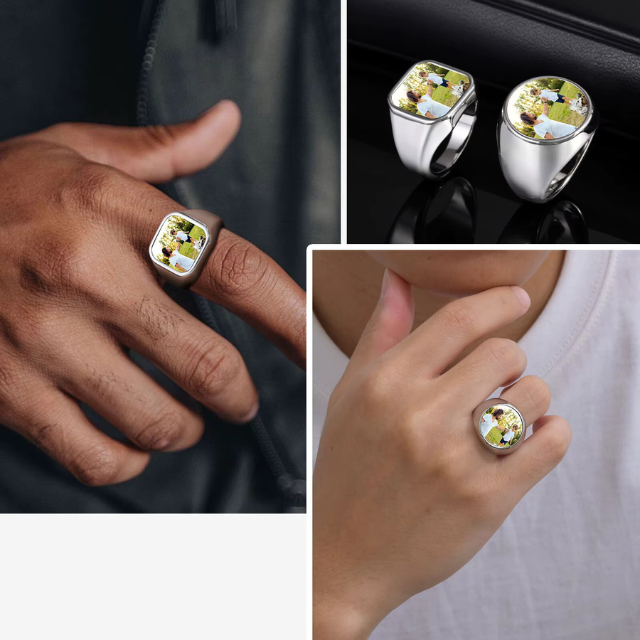 Vnox Ring Edelstahl, Silber, Unisex - Bild 3