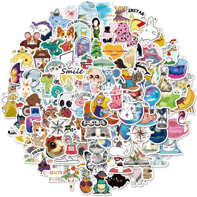 100er Set Niedliche Tiere Cartoon Aufkleber Multicolour - Bild 1