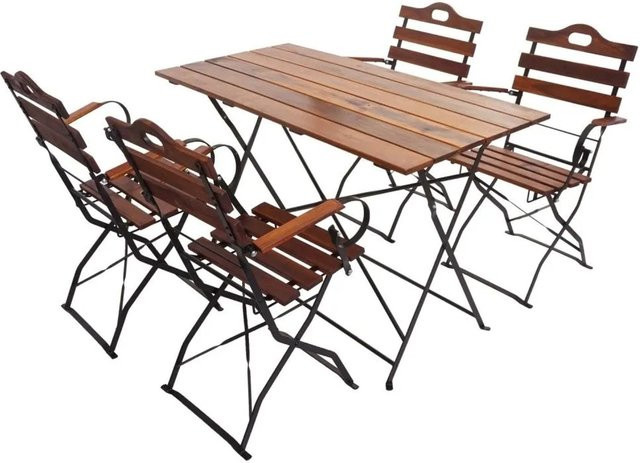 MCW Biergarten-Set J40 aus Akazie mit Klapptisch und Klappstühlen in Braun - Bild 2