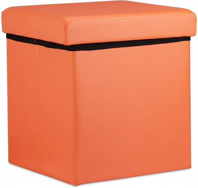Relaxdays Sitzhocker Cube aus Kunstleder in Orange, faltbar, B/T/H: 38 x 38 x 38 cm - Bild 1