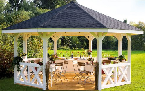 Skan Holz Pavillon Nice 3 aus Leimholz in Natur und Beige B/H/T: 557 x 347 x 557 cm - Bild 2