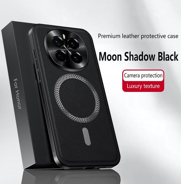 Honor Magic 7 und Magic 7 Pro Leder Handyhülle mit Magnetfunktion und Stoßschutz in Schwarz - Bild 1