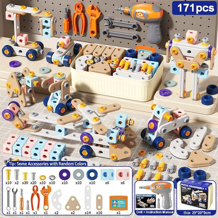 Binchi Outdoor Equipment Kinder Werkzeugset DIY Muttermontage, Bausatz, ab 3 Jahre