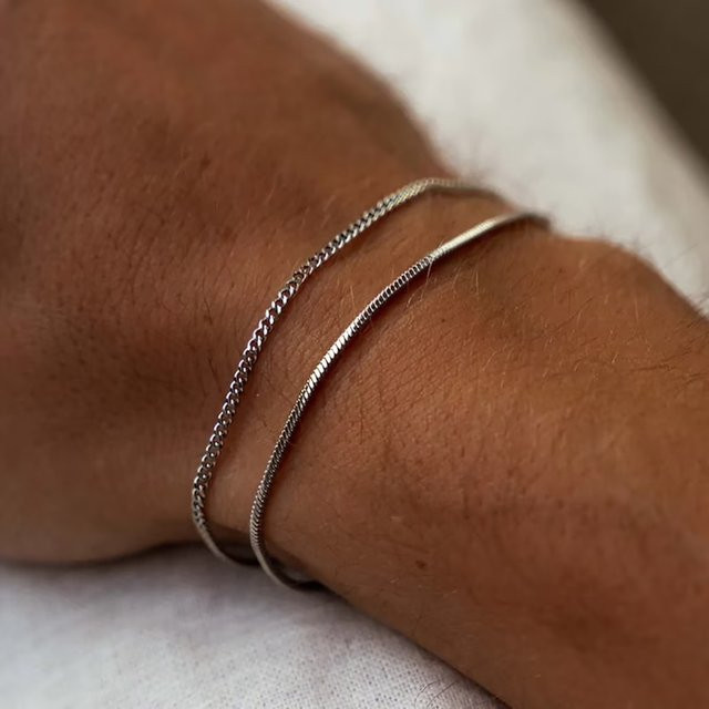Armband Set, Messing, Silber, Unisex - Bild 1