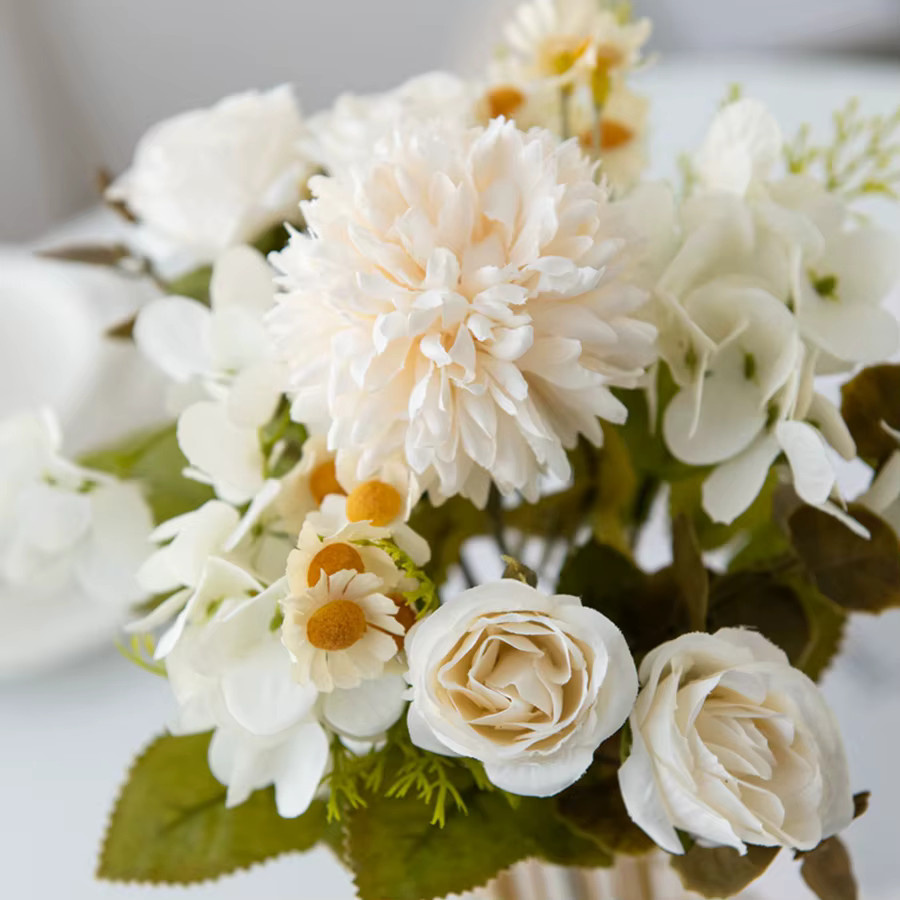 ZQCY Künstliche Kamille Blumen Kombination in Weiß und Lila für Tischdekoration, Hochzeit und Kranzgestaltung - Bild 2