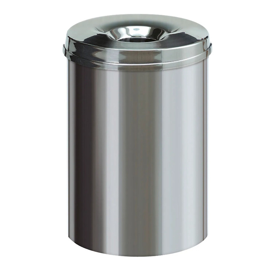 PROREGAL Selbstlöschender Papierkorb und Abfallsammler aus Edelstahl in Silber, Volumen: 30 Liter, H x Ø: 47 x 33,5 cm - Bild 2