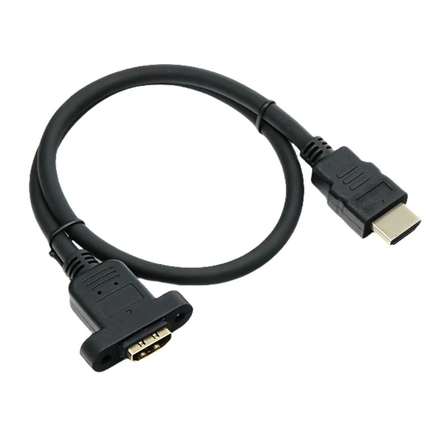 HDMI Verlängerungskabel High-Speed Stecker auf Buchse mit Schraubmontage in Schwarz, 4K@30Hz, 1080P@60Hz, 3D und UHD - Bild 3