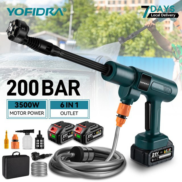 YOFIDRA Bürstenloser kabelloser Hochdruckreiniger mit 200 Bar für Makita 21V Akku inklusive Eimer und Reinigungswerkzeug - Bild 1