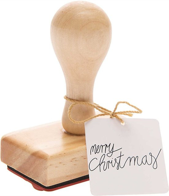 Rico Design Stempel Merry Christmas aus Holz in Braun, B: 7 cm, H: 4 cm - Bild 1