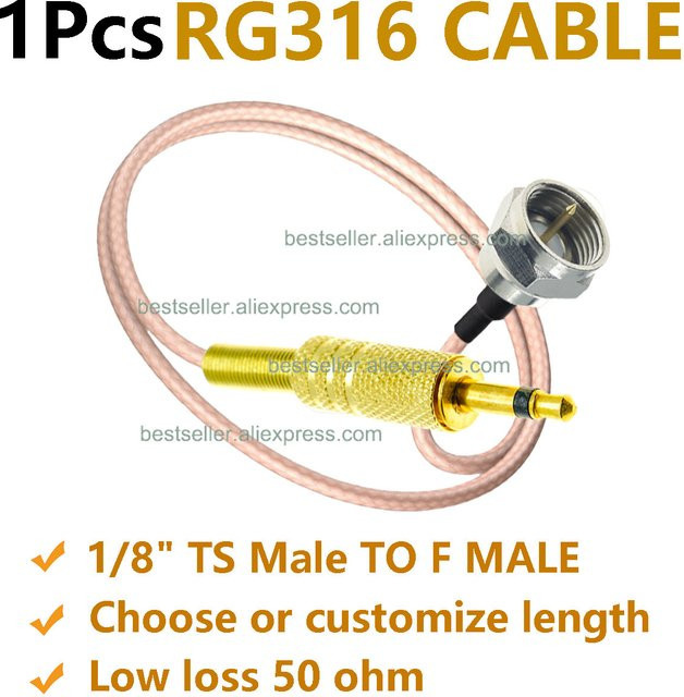 RFProMaker RG316 HF-Koaxial-Pigtail-Kabel mit 3,5-mm-Stecker auf F-Stecker in Multicolor - Bild 1