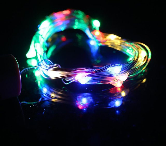 TOMTOP JMS LED Lichterkette mit 20 LEDs aus Kupferdraht, mehrfarbig, 2 Meter Länge - Bild 1