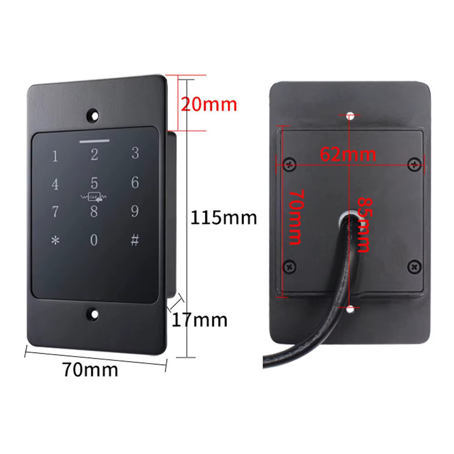 LUCKING DOOR H5 WLAN Zugangskontrolle mit Tuya App Unterstützung, RFID-Tastatur aus Metall, IP67 Wasserdicht, Schwarz, Einbauinstallation - Bild 4