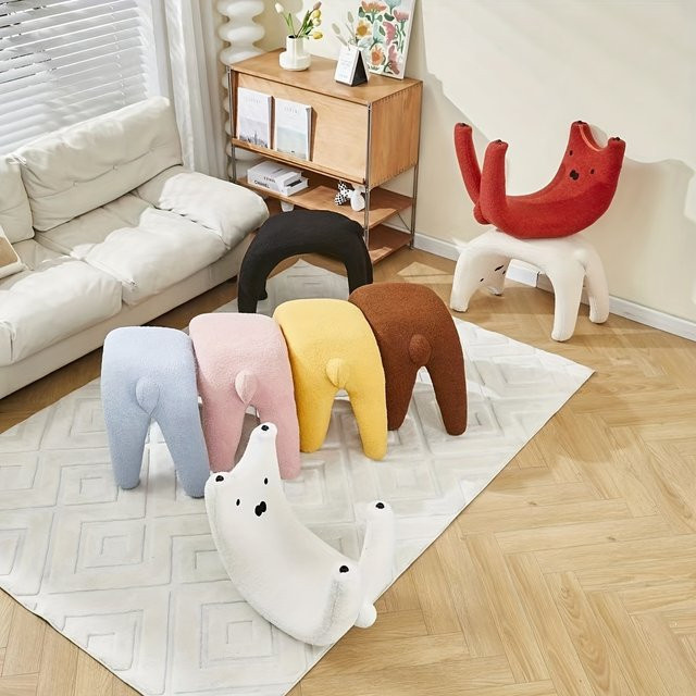 LIUSHADUOLA Plüsch-Katzenstuhl in Braun mit Metallgestell, moderner Sofa-Sessel im Kunststil - Bild 1