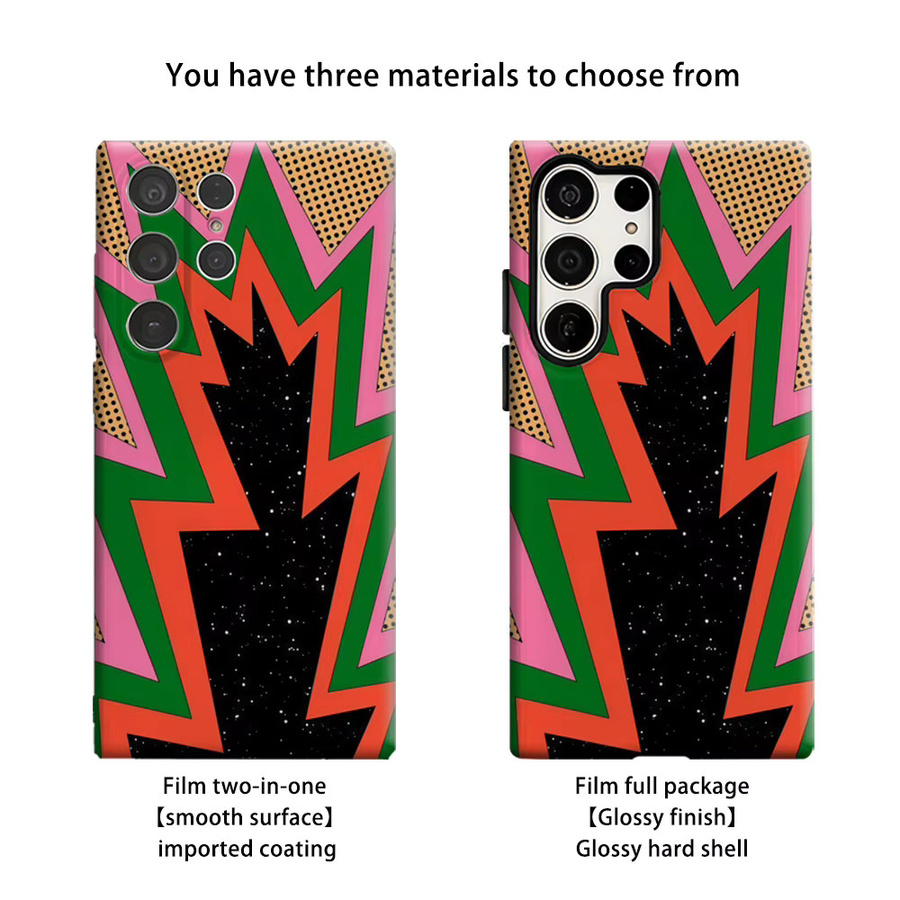 Stoßfeste Doppelschicht Handyhülle mit Pop-Art Burst-Muster für Samsung Galaxy S25 Ultra, S24 und S23 Ultra Plus in Multicolour - Bild 2
