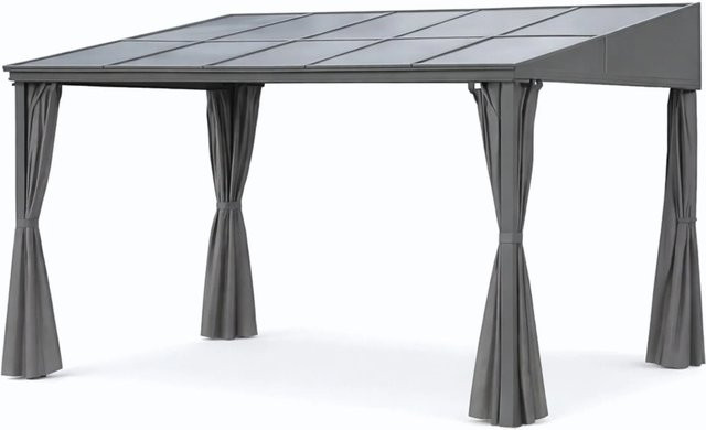 Osoltus Alu Pavillon Toledo Terrassenüberdachung mit Polycarbonat-Hardtop und wasserabweisenden Seitenwänden, Anthrazit, B: 400 cm, T: 300 cm, H: 266 cm - Bild 1