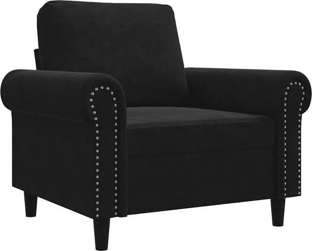vidaXL Sessel Schwarz aus Samt mit Metallgestell und Armlehnen - Bild 1