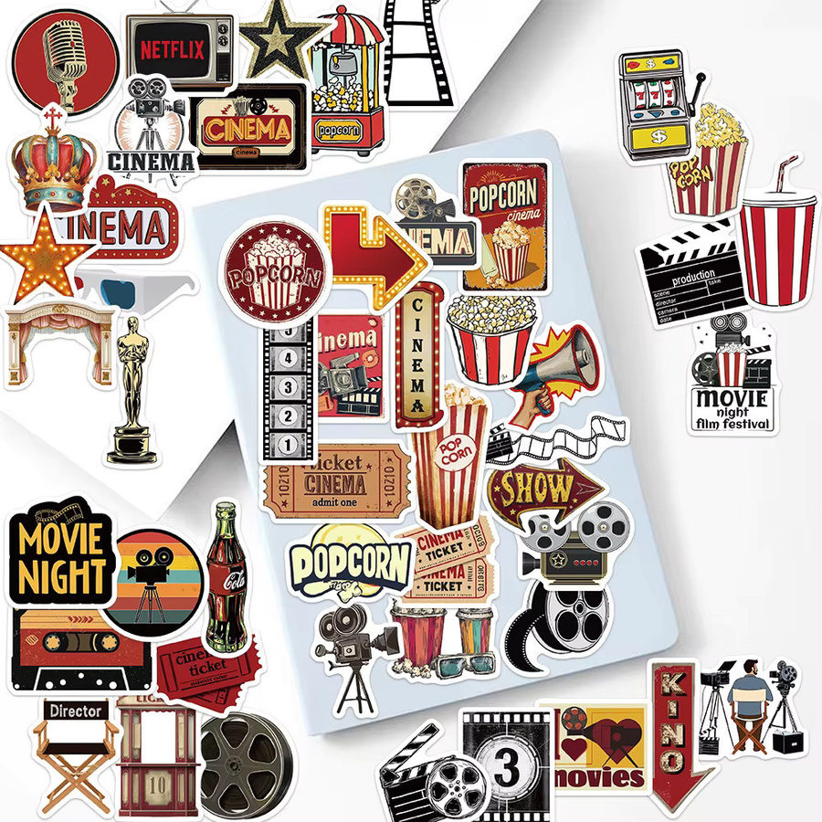 Retro Film Thema Aufkleber Set in Multicolour für DIY Projekte und Schreibwaren - Bild 2