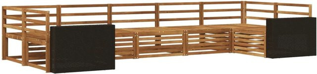 vidaXL Outdoor-Sofagarnitur aus Akazienholz in Braun, 7-teiliges Set mit Polstern und Armlehnen - Bild 1