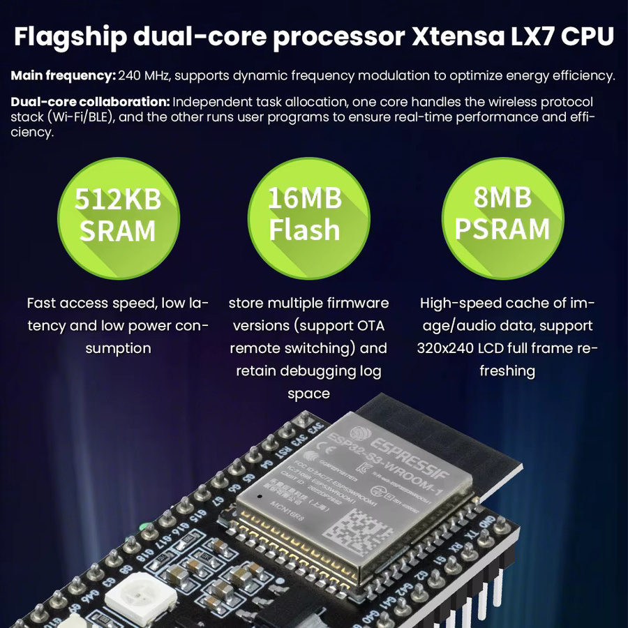 Keyestudio ESP32-S3-N16R8 Entwicklungsboard mit USB-C Anschluss in Schwarz - Bild 4
