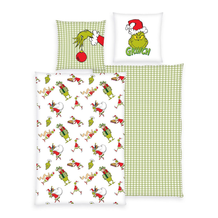 Herding Flanell Bettwäsche Grinch Merry Grinchmas Grün B/H: 135 x 200 cm mit Kissenbezug 80 x 80 cm - Bild 1
