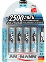 Ansmann maxE HR06 Mignon AA NiMH Akku 2500 mAh 1.2V, 4er Pack, Silber - Bild 1