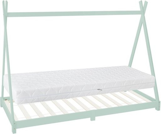ML-Design Kinderbett Tipi aus Kiefernholz in Mint inklusive Matratze und Lattenrost, B/T/H: 90 x 200 x 157 cm - Bild 1