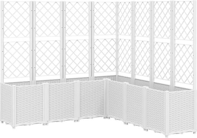 vidaXL Pflanzkübel mit Rankgitter aus Polypropylen in Weiß, B/T/H: 160 x 160 x 140 cm - Bild 1