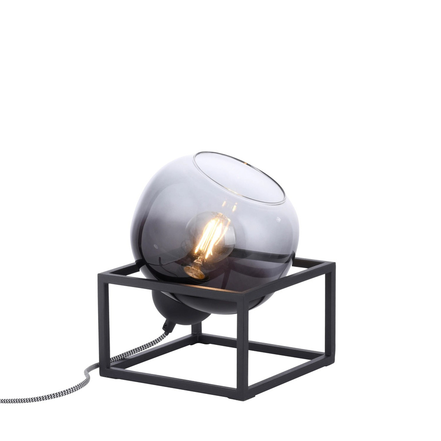 Just Light Tischleuchte Zea 1-flammig Schwarz mit Rauchglas und E27 Fassung, B/T/H: 23,6 x 20,0 x 25,0 cm - Bild 2