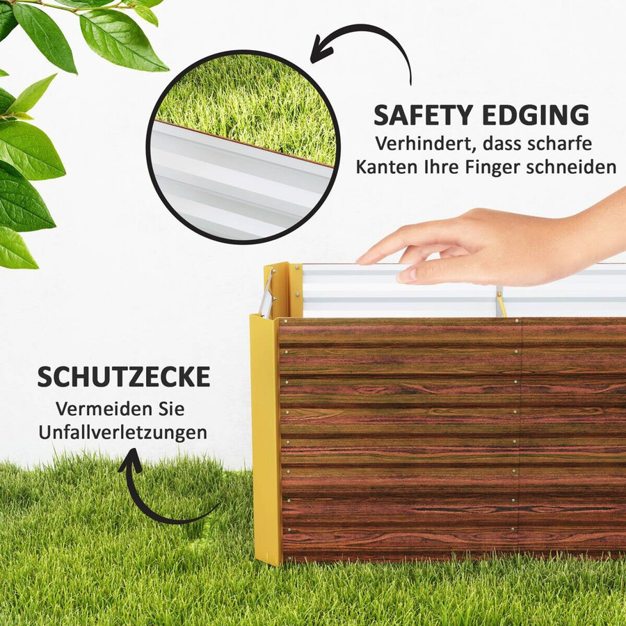 Outsunny 2er-Set Hochbeet aus verzinktem Stahl in Braun, B/H/L: 60 x 60 x 120 cm - Bild 6