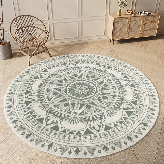 Runder Teppich Karpetti im skandinavischen Design, flauschig und rutschfest, mehrfarbig, Durchmesser: 80 cm - Bild 1