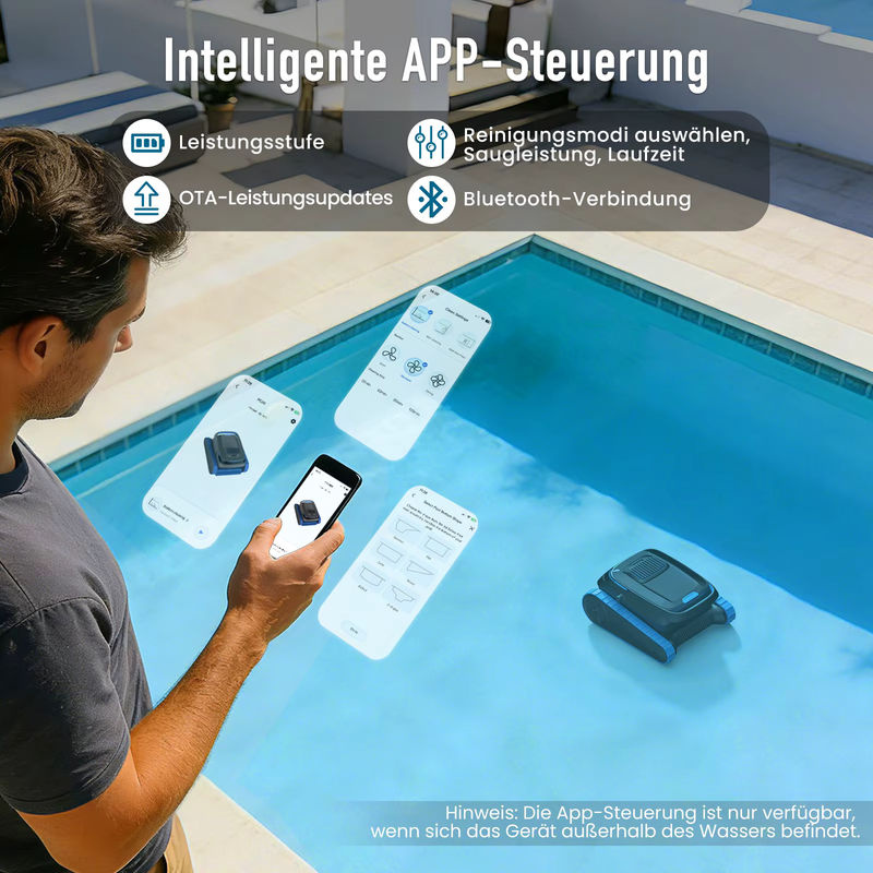 AIRROBO CP40 Poolroboter mit App-Steuerung, Smart Navigation für Wand- und Bodenreinigung, 45000PA Saugkraft, Schwarz - Bild 5