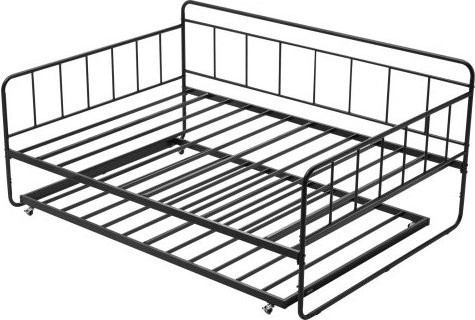 VEVOR Tagesbettrahmen mit Ausziehbett aus Metall in Schwarz, Plattformbett mit Metalllatten für Wohnzimmer und Gästezimmer, B/T: 180,5 x 120 cm - Bild 1